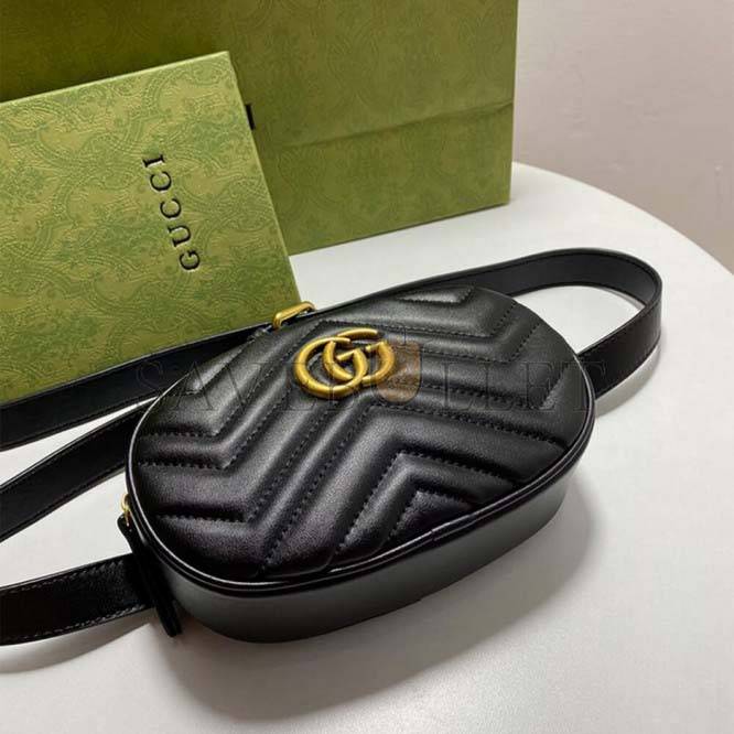 GUCCI MARMONT QUILTED LEATHER BELT BAG 476434 (18*11*5cm) GUCCI MARMONT QUILTED LEATHER BELT BAG 476434 (18*11*5cm)